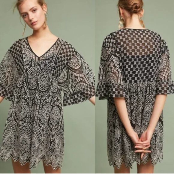 Anthro AKEMI + KIN Brooke Embroidered Eyelet Swing Dress size 4 Anthropologie - Picture 6 of 8